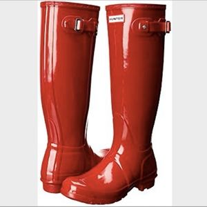 Hunter Women's Tall Rain Boot Red US 8/UK 7